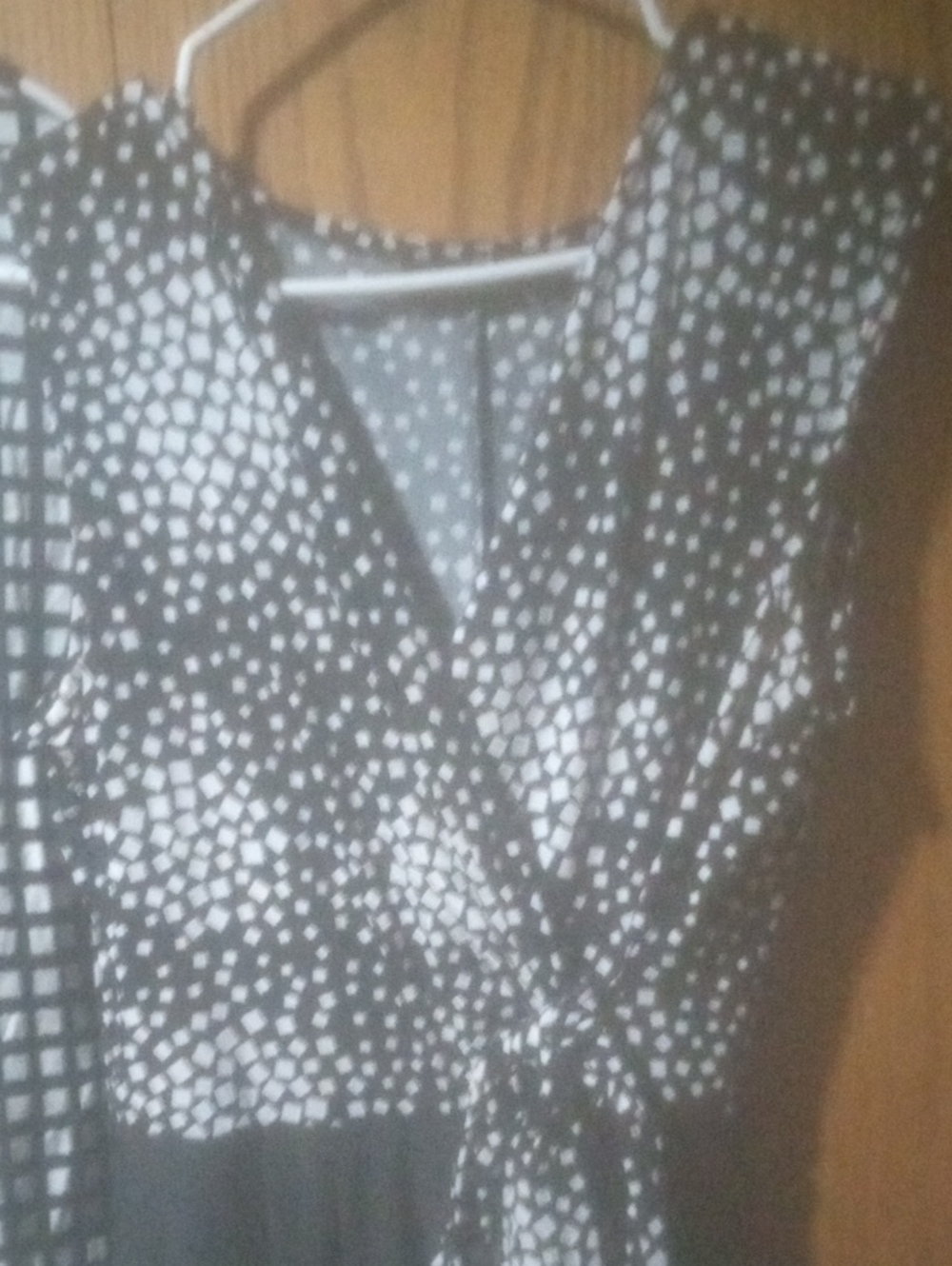 Nina Leonard Black and White Geometric Print Pantsuit